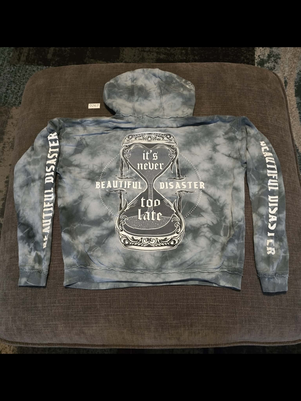 Beautiful Disaster Tie-Dye Hoodie - Blue Gray